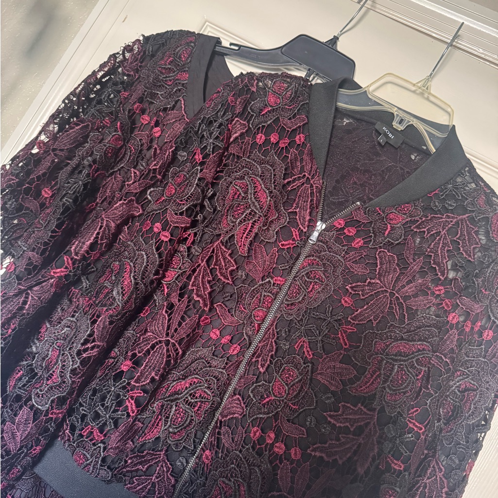 Kobi Halperin Black And Red Floral Bomber Jacket And Dress